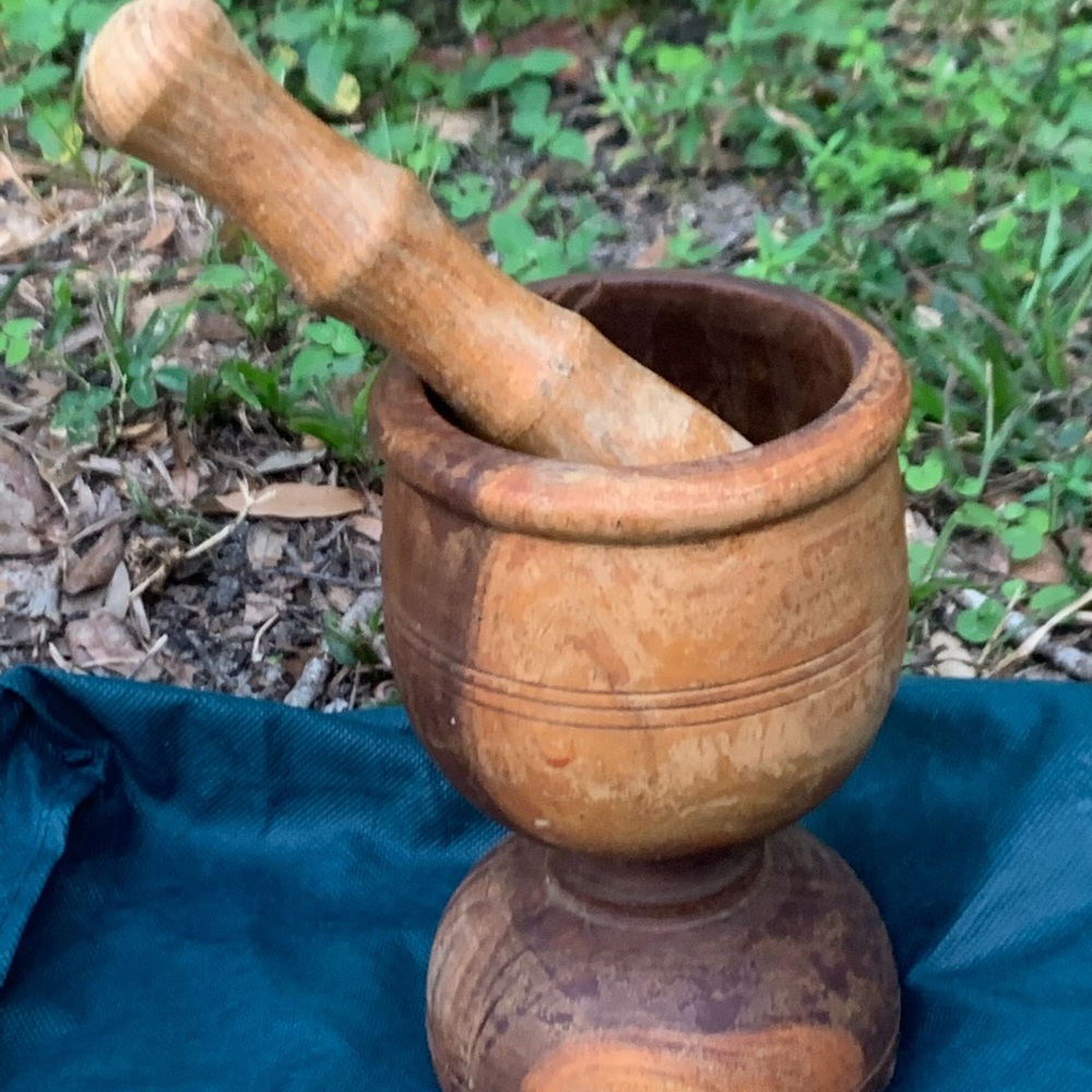 Antique Wood Mortar And Pestle Early American